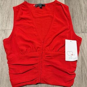 Delicious Vibrant Red Ruched V-Neck Tank